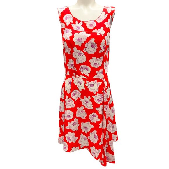 Nina Ricci Red Multi Floral Sleeveless Silk Dress - Picture 1 of 5